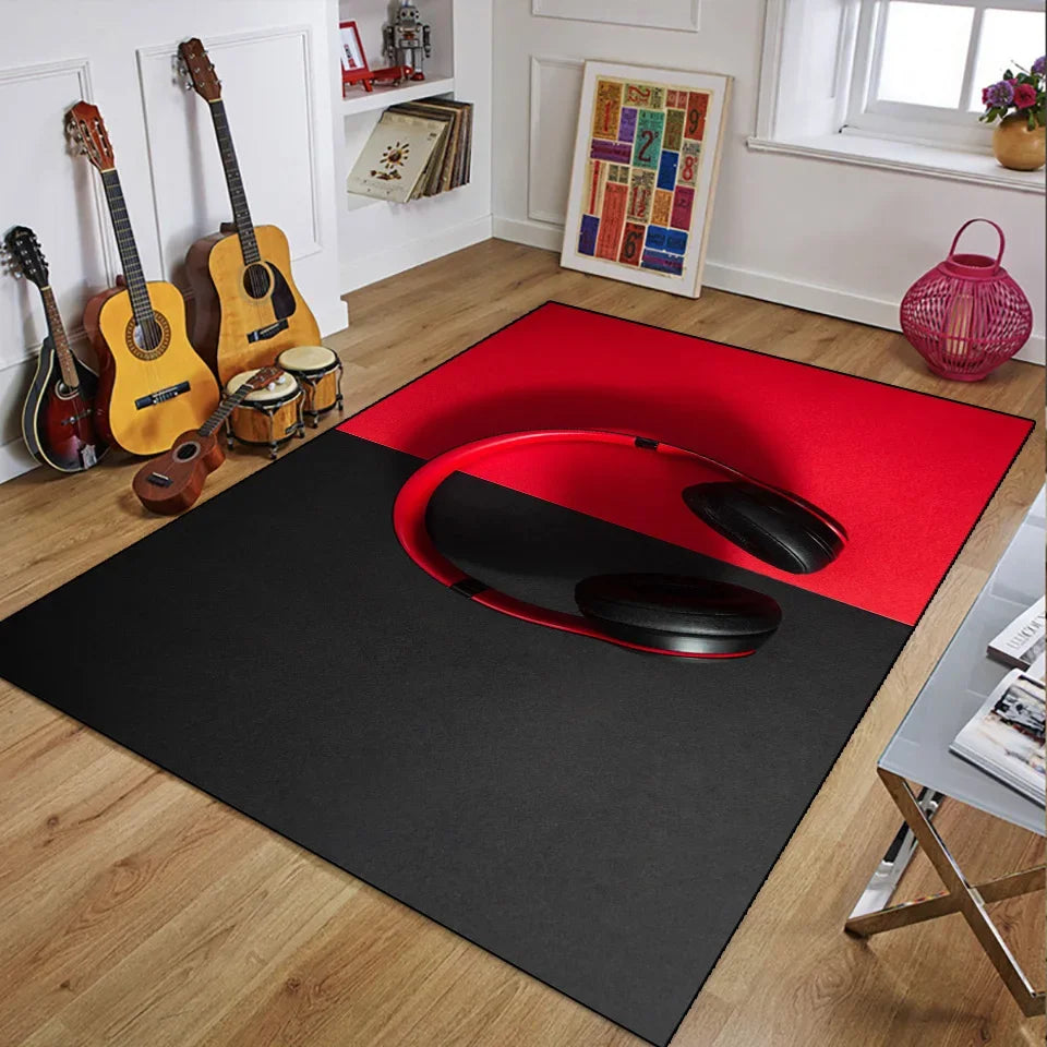 Vintage Guitar 3D Printed Polyester Rug for Living Room