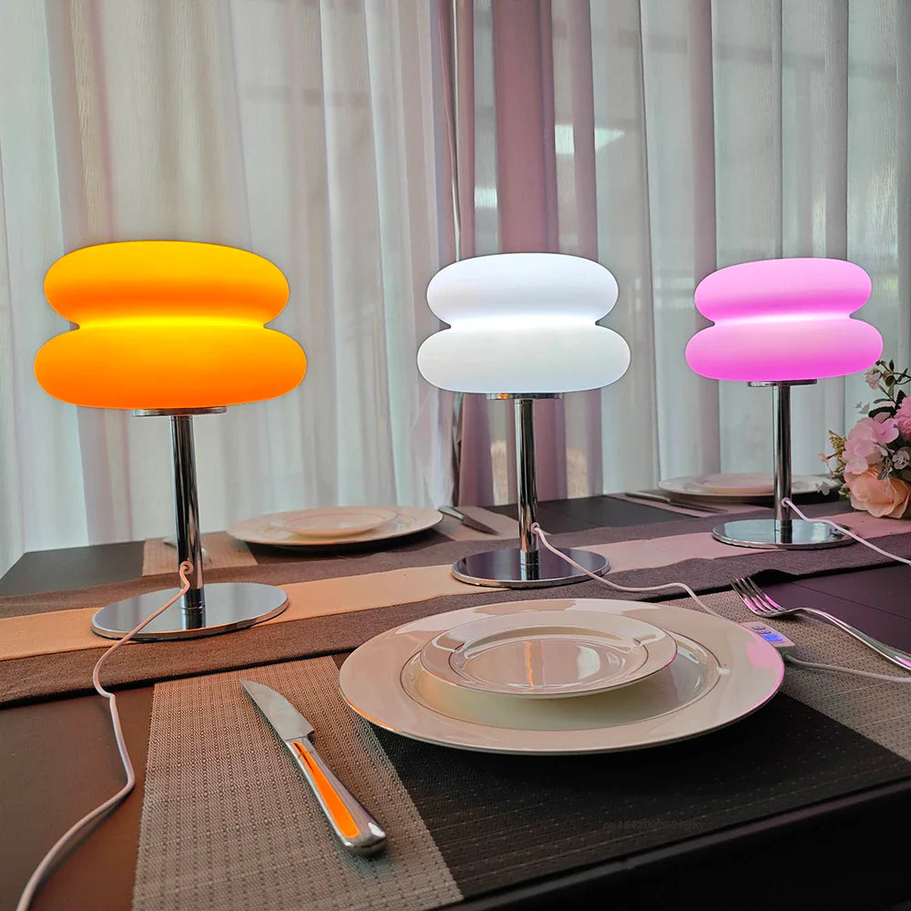 LED Mushroom Table Lamp USB Plug White Plastic Night Light