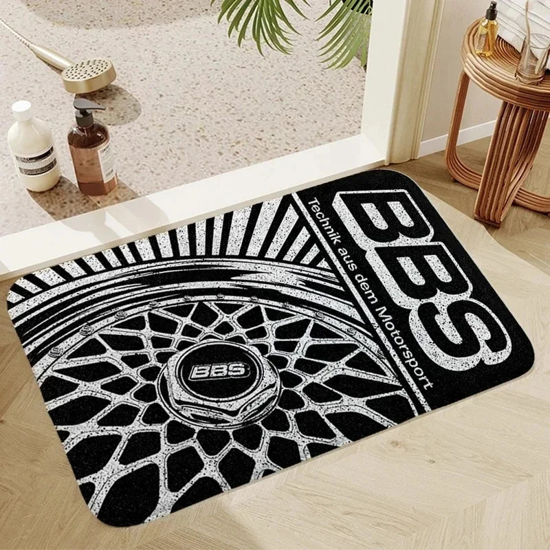 BBS Racing Kitchen Mat Polyester Doormat for Home Use