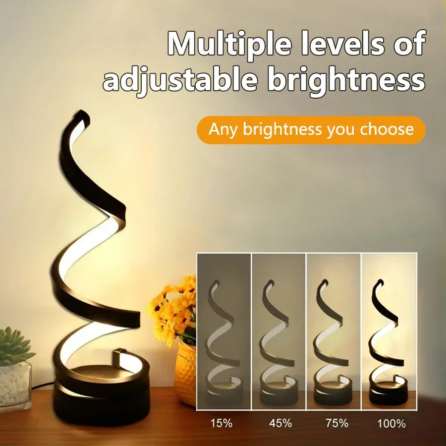Modern Spiral Dimmable LED Table Lamp for Living Room