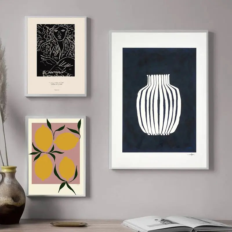 Lemon Vase Abstract Canvas Wall Art for Home Decor