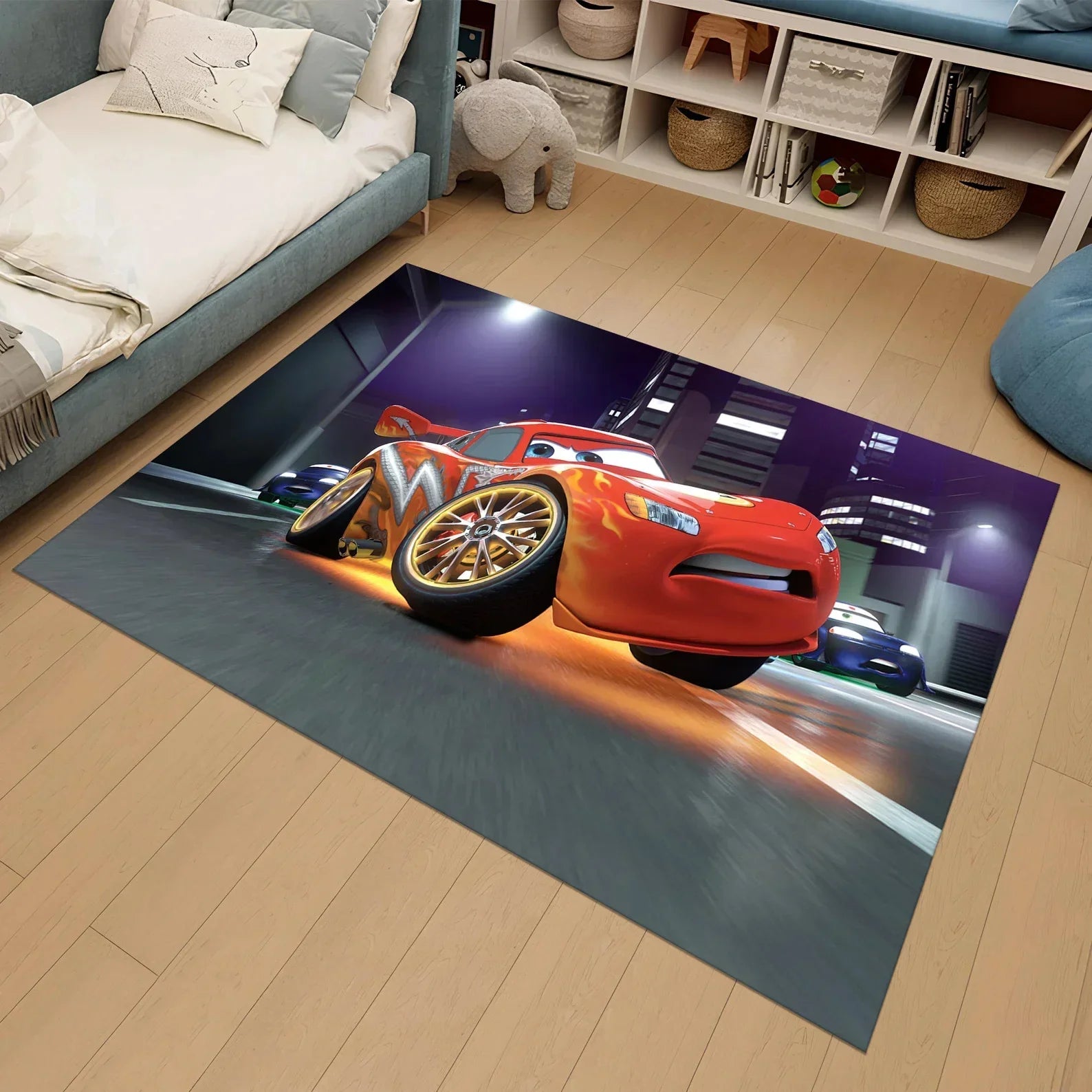 McQueen Cartoon Car Rug for Kids Room Decor
