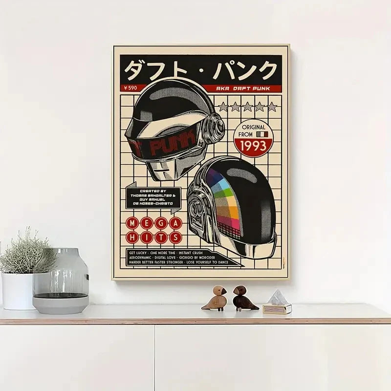 Daft Punk Helmet Canvas Wall Art Print for Home Decor