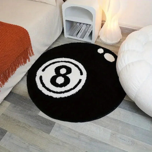 Black Plush Billiards Rug Indoor Round Carpet Soft Mat