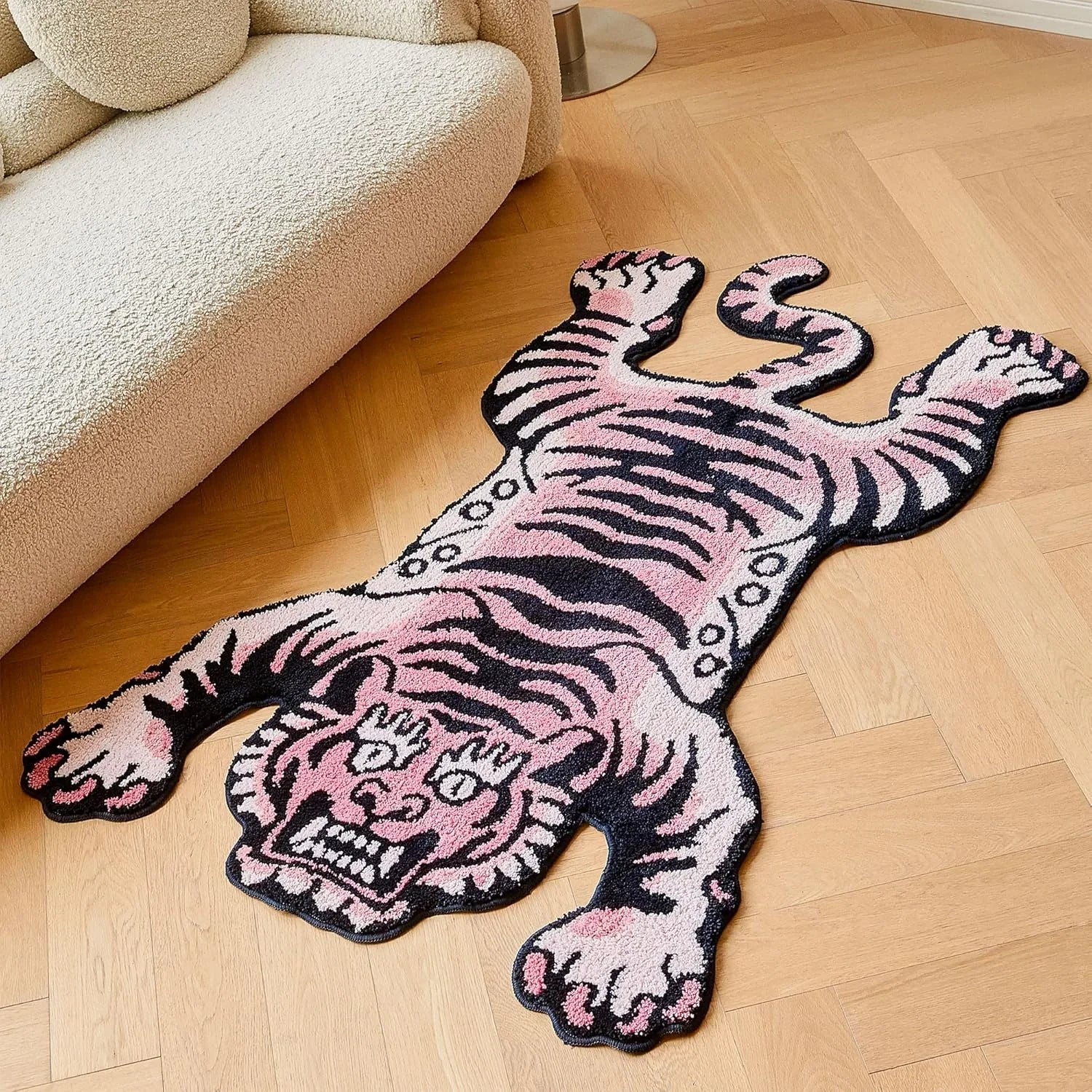VIKAMA Tiger Faux Cashmere Carpet for Bedroom Decoration
