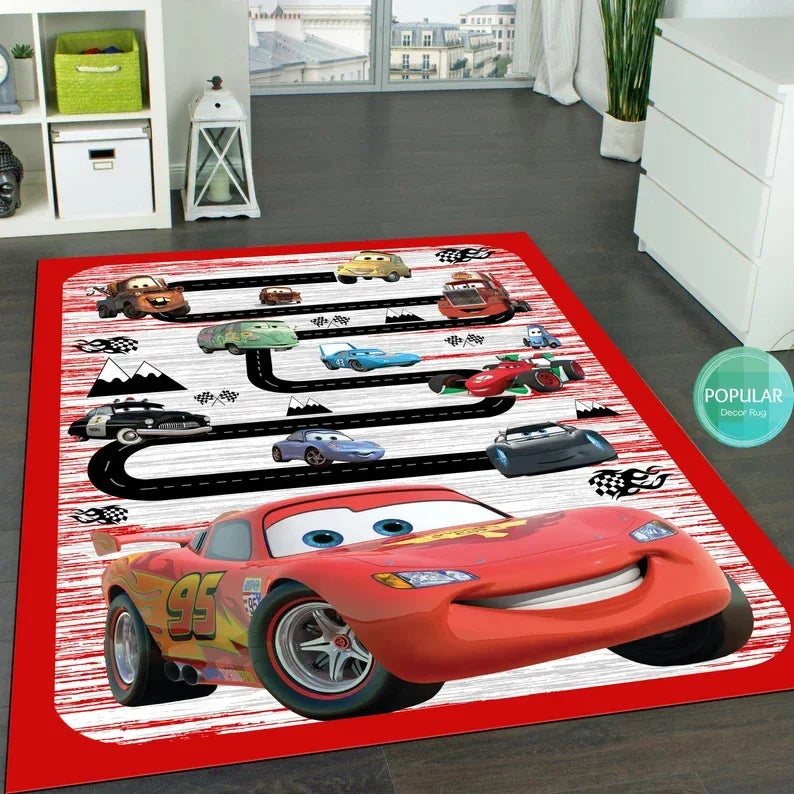 McQueen Cartoon Car Rug for Kids Room Decor