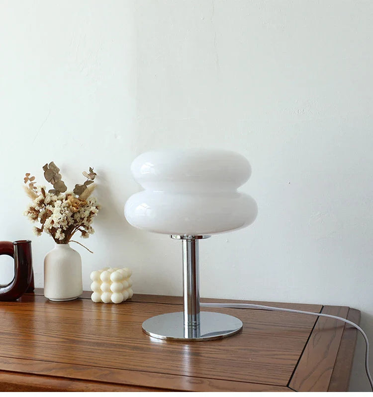 Macaron Glass Table Lamp Silver Iron for Bedroom Decor
