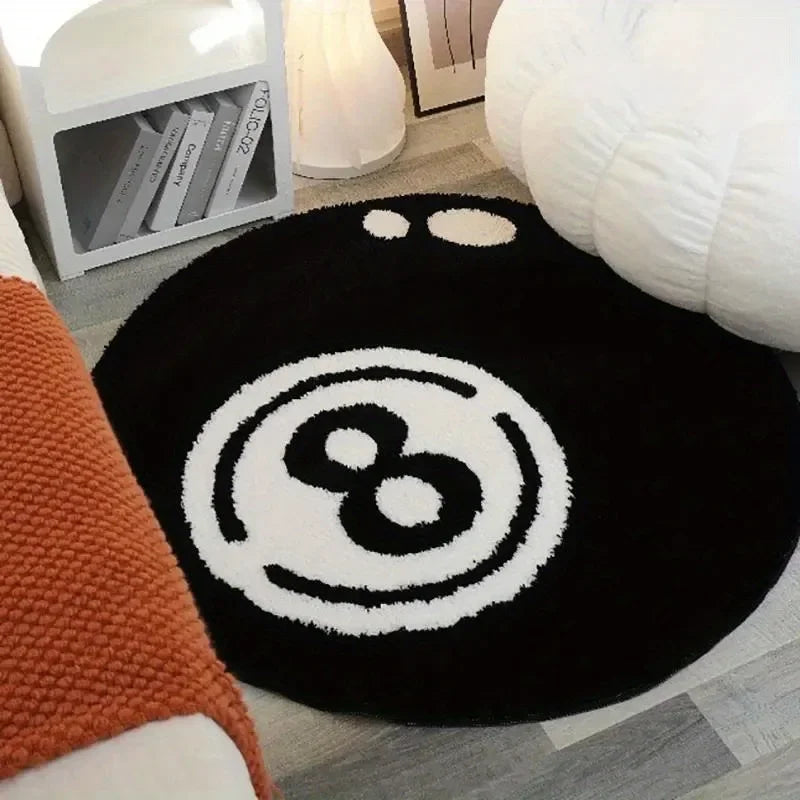 Black Plush Billiards Rug Indoor Round Carpet Soft Mat
