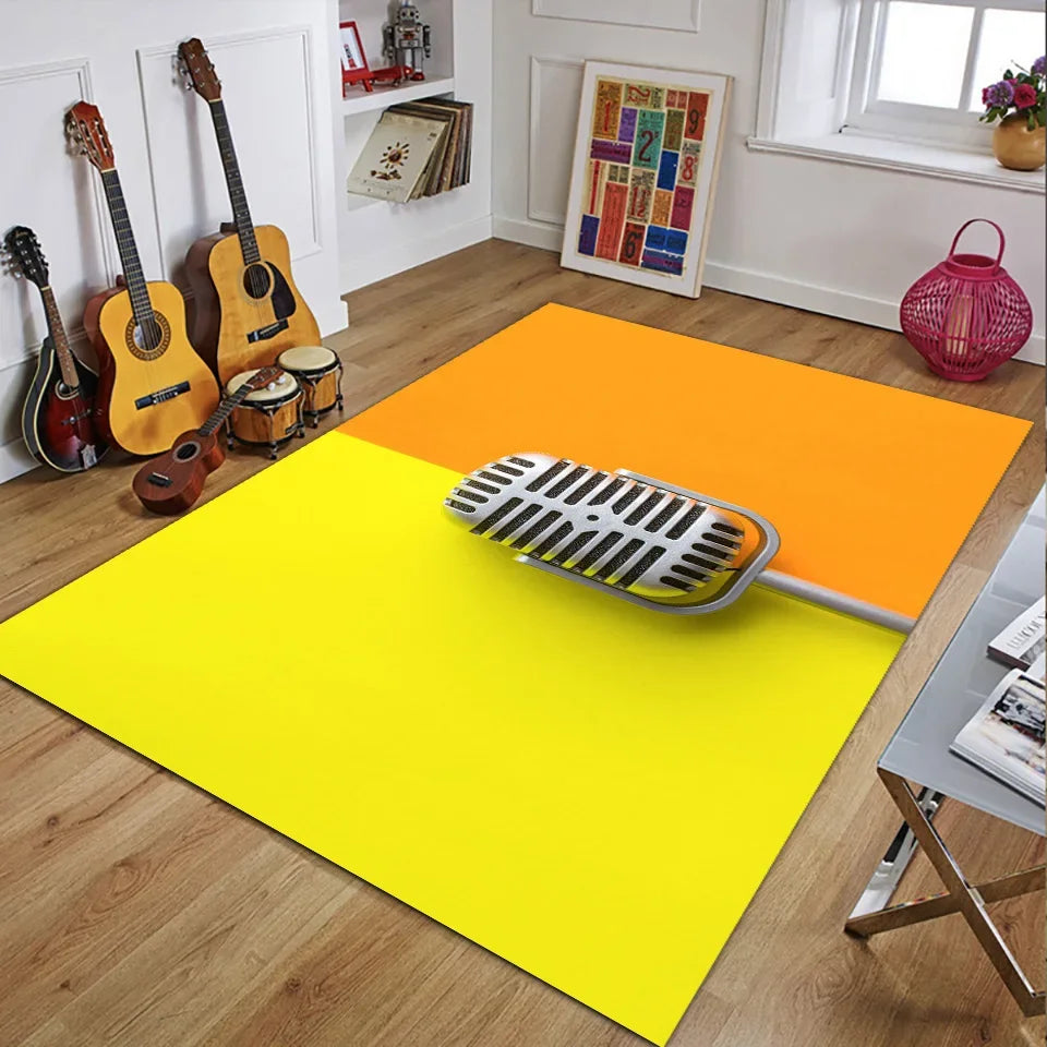 Vintage Guitar 3D Printed Polyester Rug for Living Room