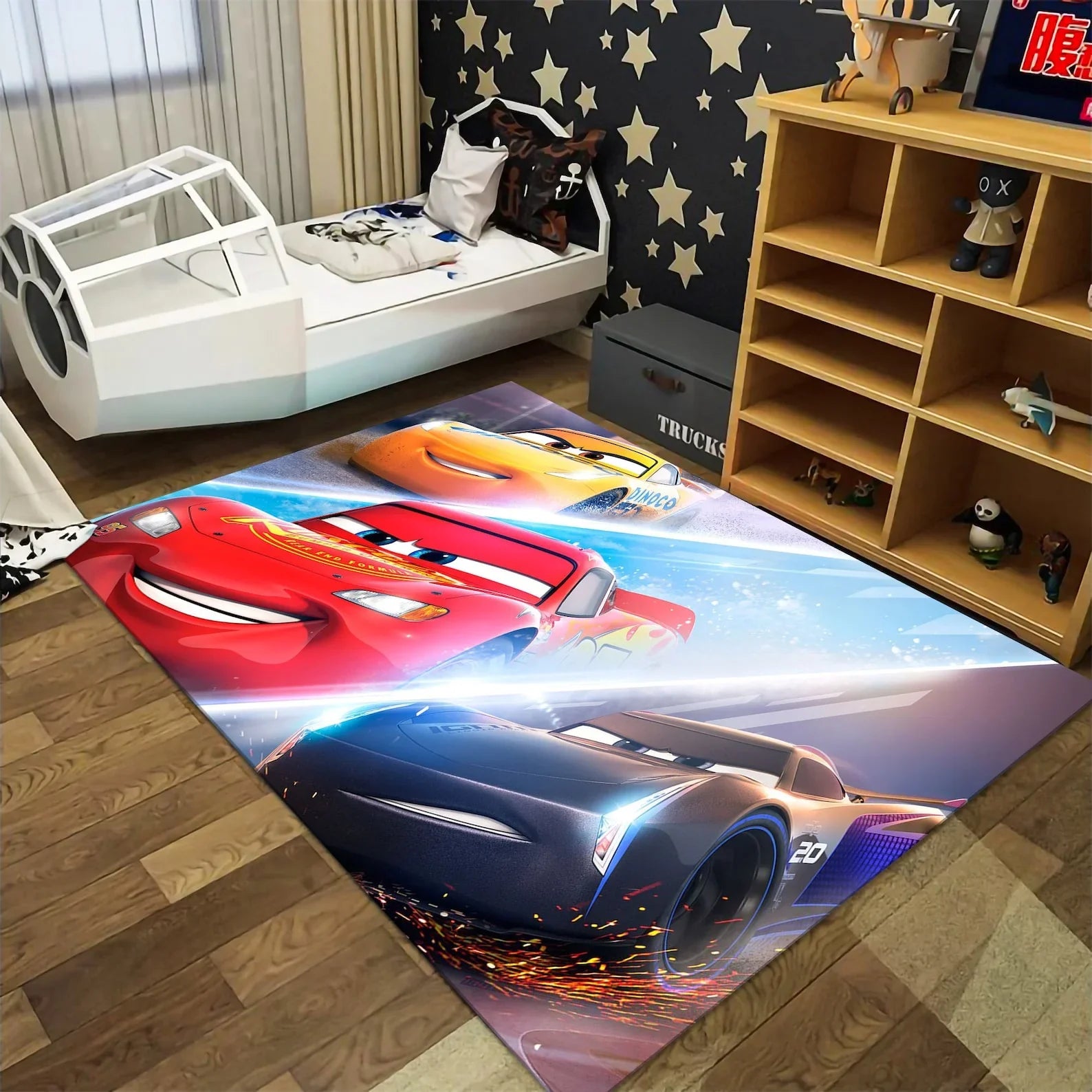 McQueen Cartoon Car Rug for Kids Room Decor