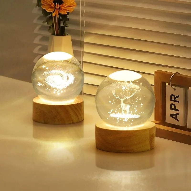 Crystal Ball Night Light Glass Sphere Birthday Gift