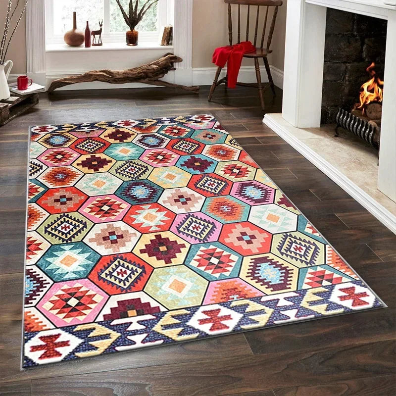 VIKAMA Bohemian Vintage Art Deco Rugs for Living Rooms