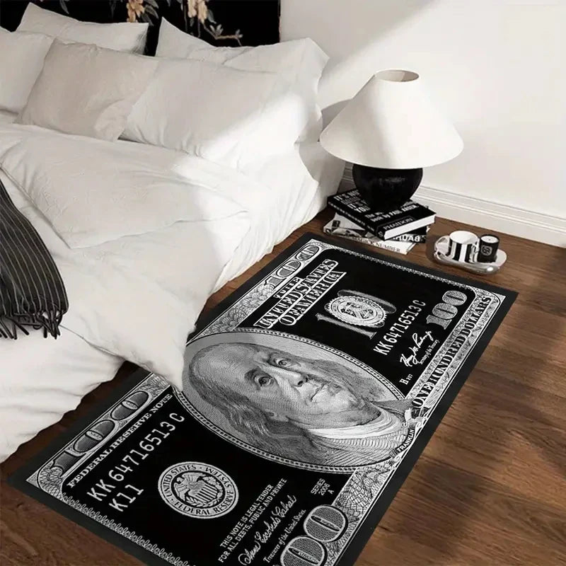 VIKAMA Dollar Striped Rug, Easy-to-Clean Polyester Mat