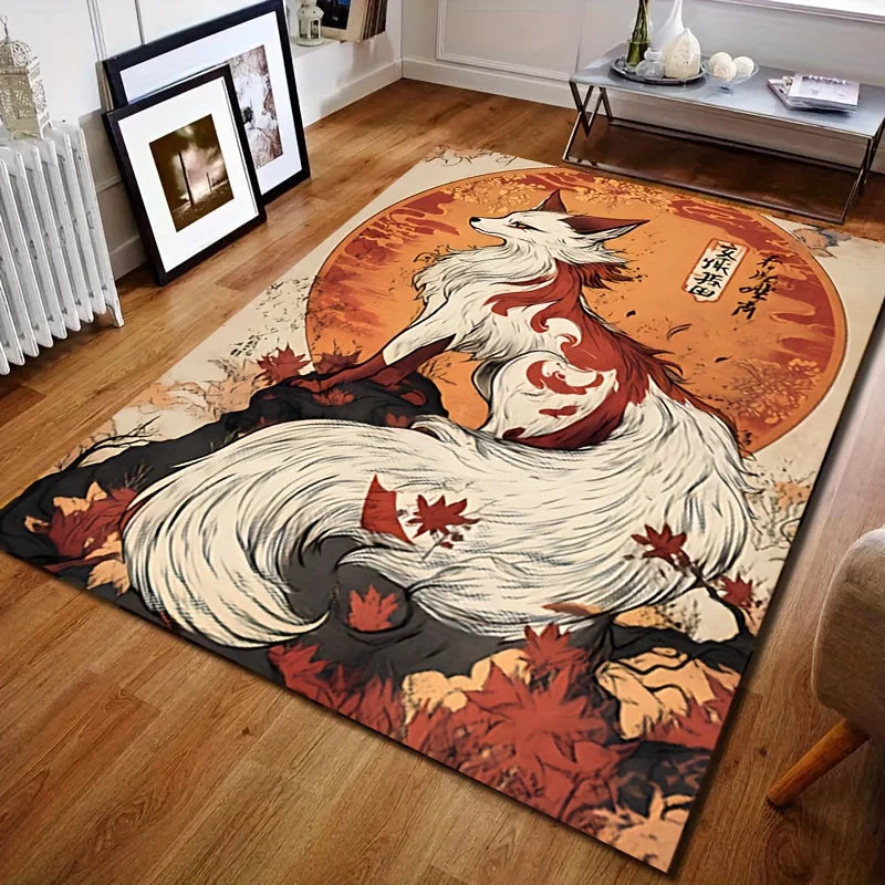 Fox Spirit Velvet Flannel Printed Floor Mat Living Room
