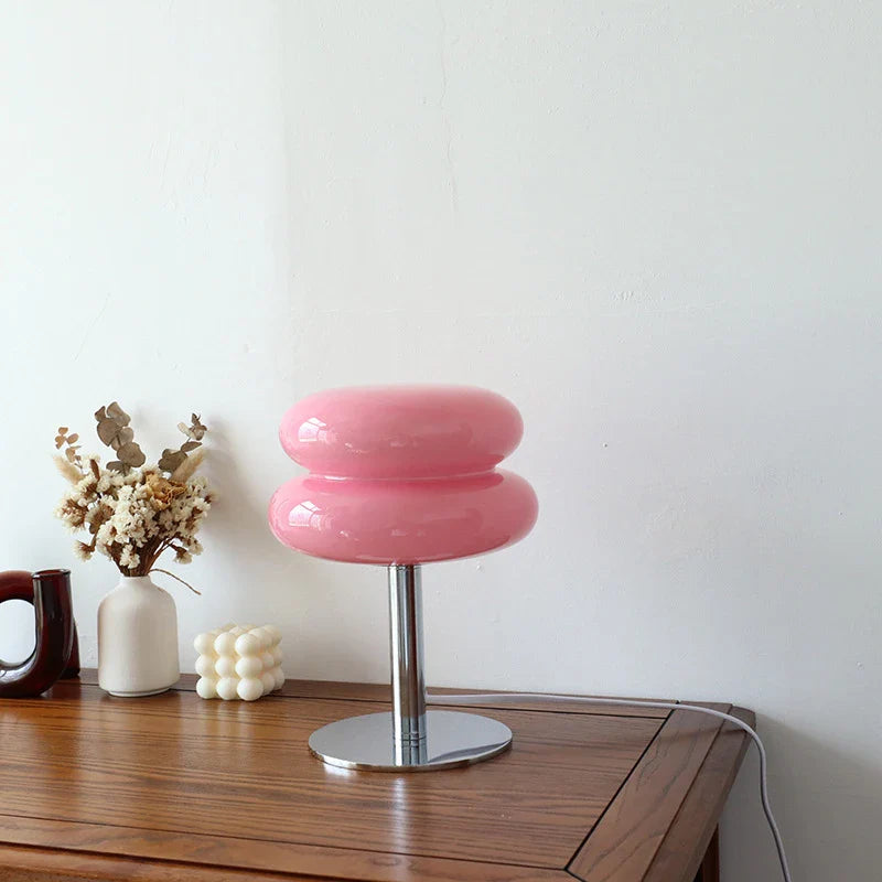 Macaron Glass Table Lamp Silver Iron for Bedroom Decor