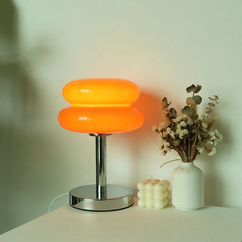 Macaron Glass Table Lamp Silver Iron for Bedroom Decor