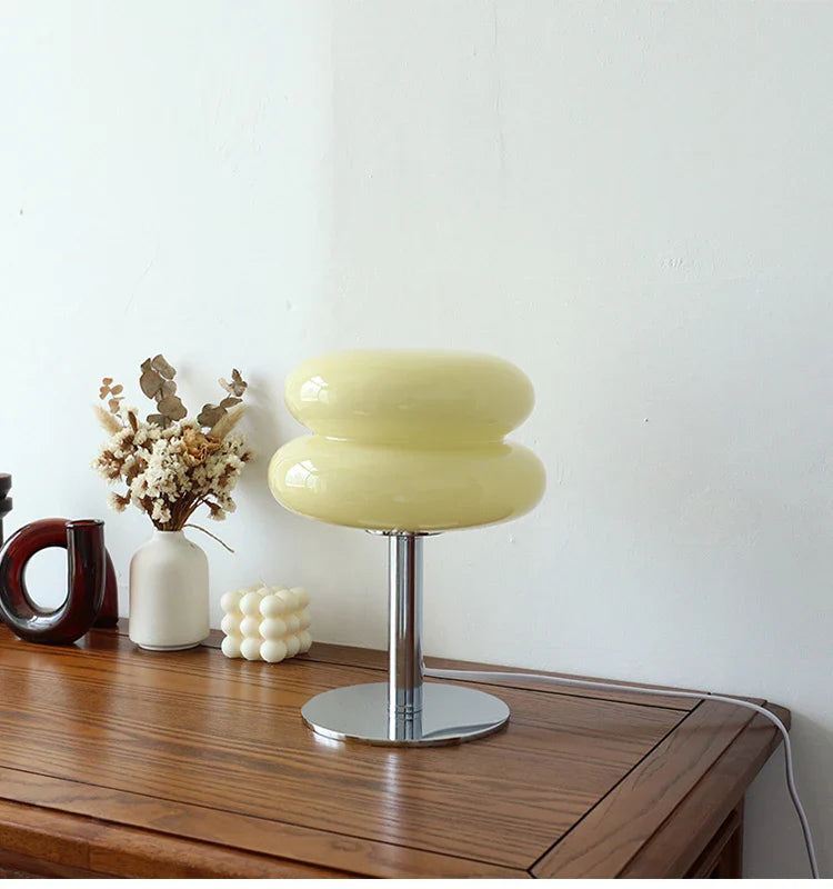 Macaron Glass Table Lamp Silver Iron for Bedroom Decor