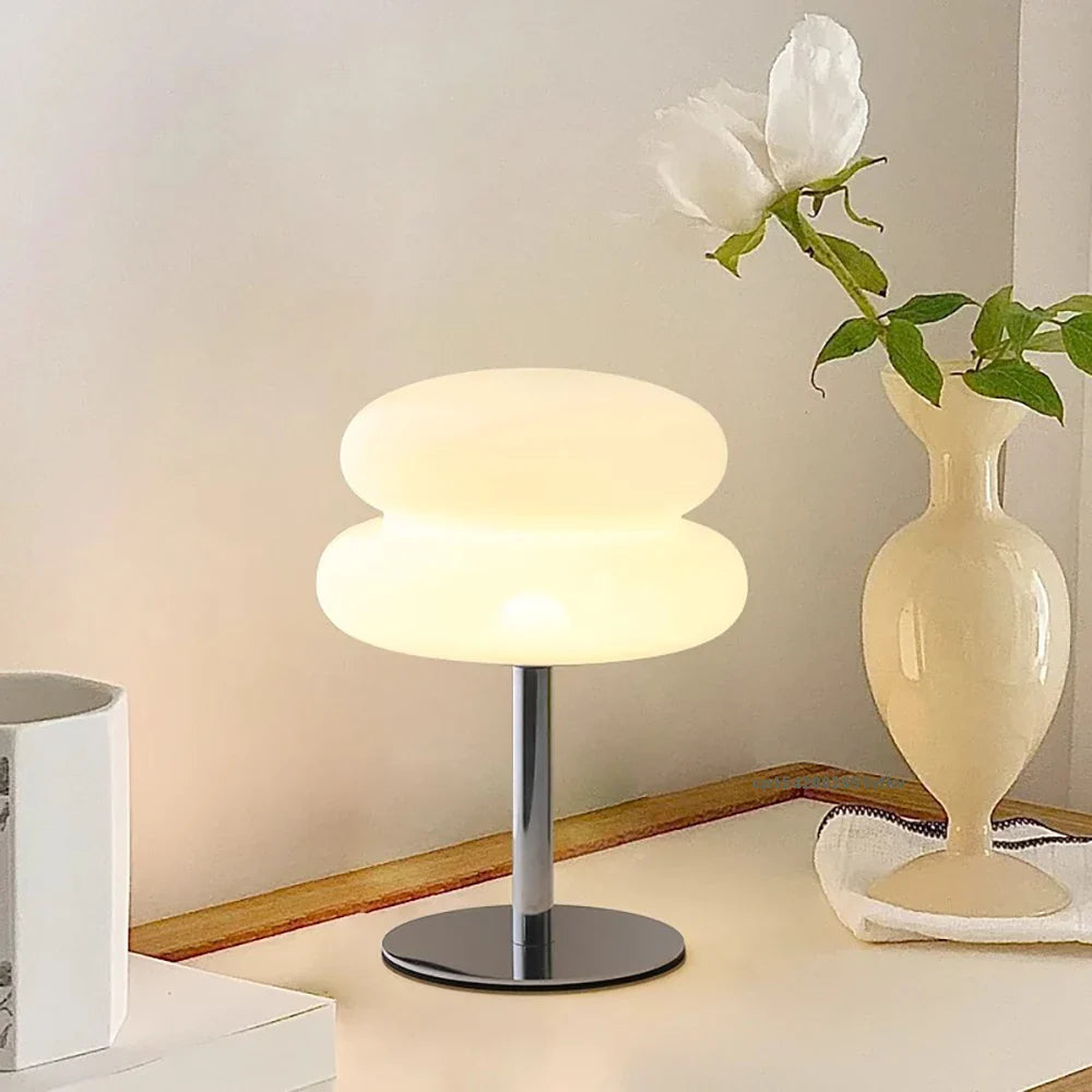 LED Mushroom Table Lamp USB Plug White Plastic Night Light