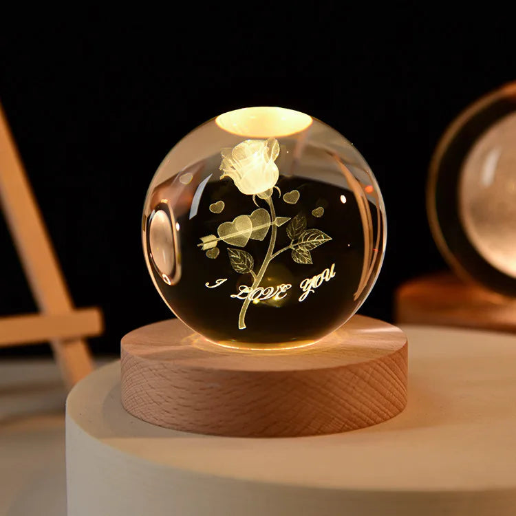 Crystal Ball Night Light Glass Sphere Birthday Gift