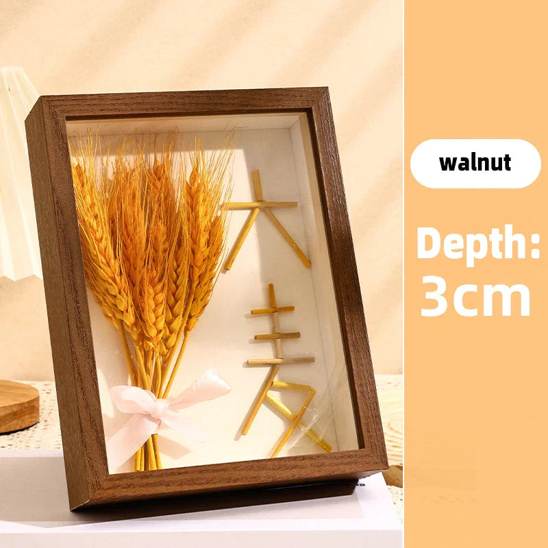 3D Hollow Wood Photo Frame for Dried Flowers Display