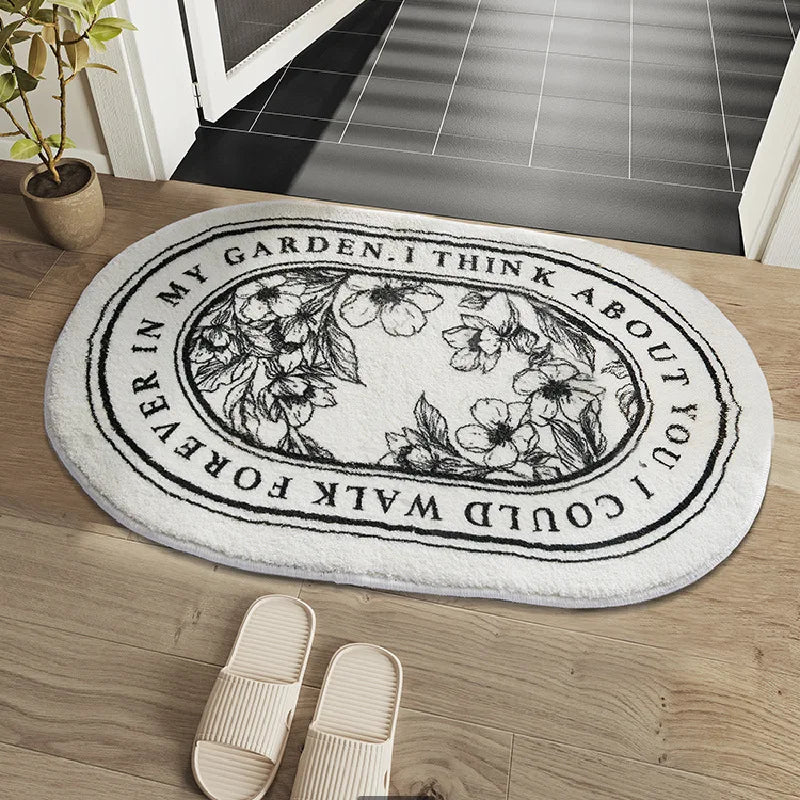 VIKAMA Floral Imitation Cashmere Non-Slip Toilet Mat