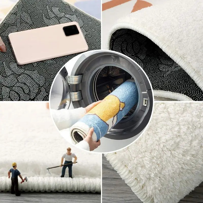 VIKAMA Anti-Slip Faux Cashmere Floor Mats for Home