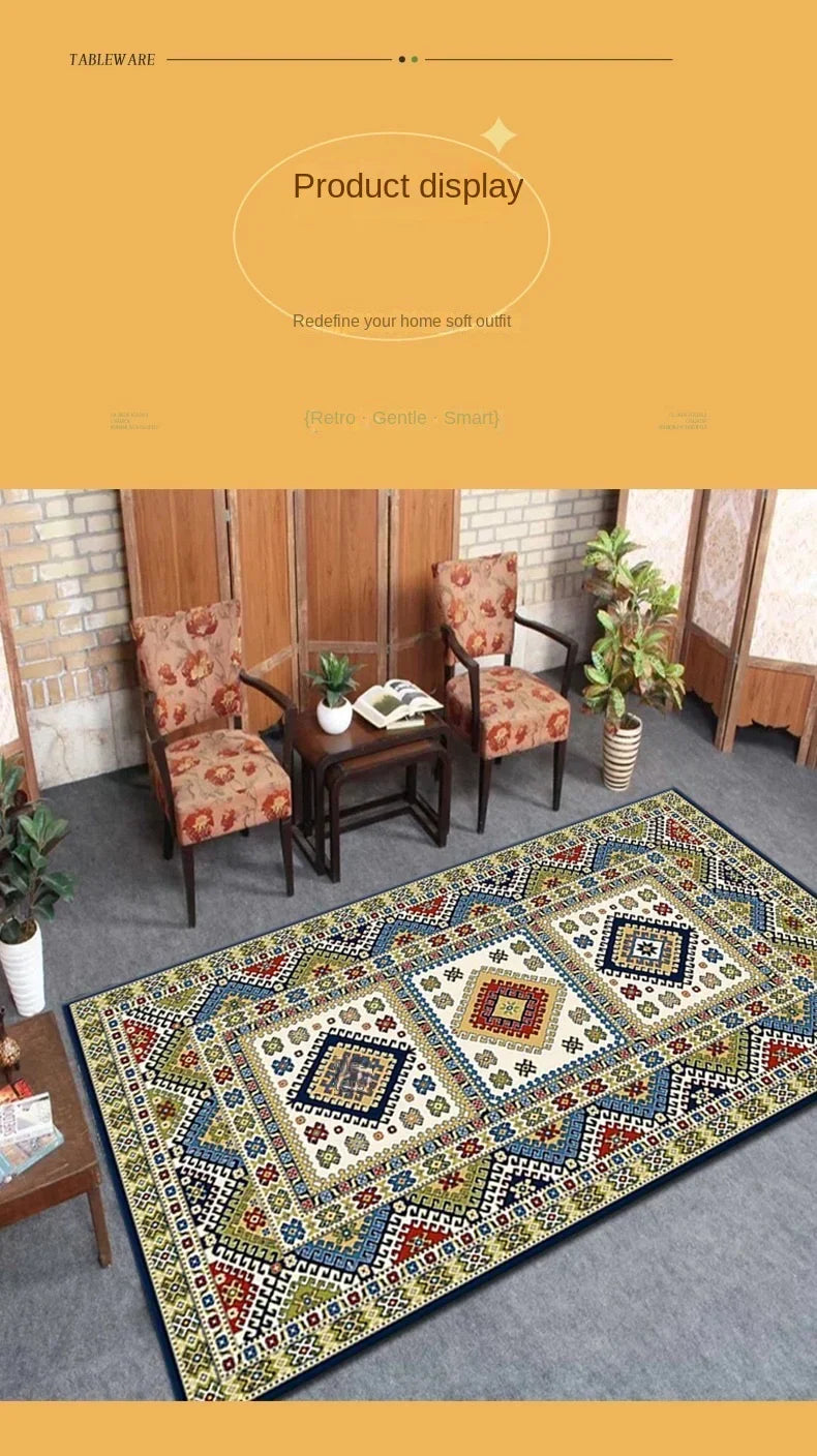 VIKAMA Bohemian Vintage Art Deco Rugs for Living Rooms