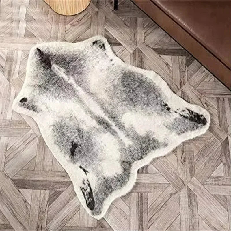 Vintage Leopard Print Plush Rug for Living Room Decor