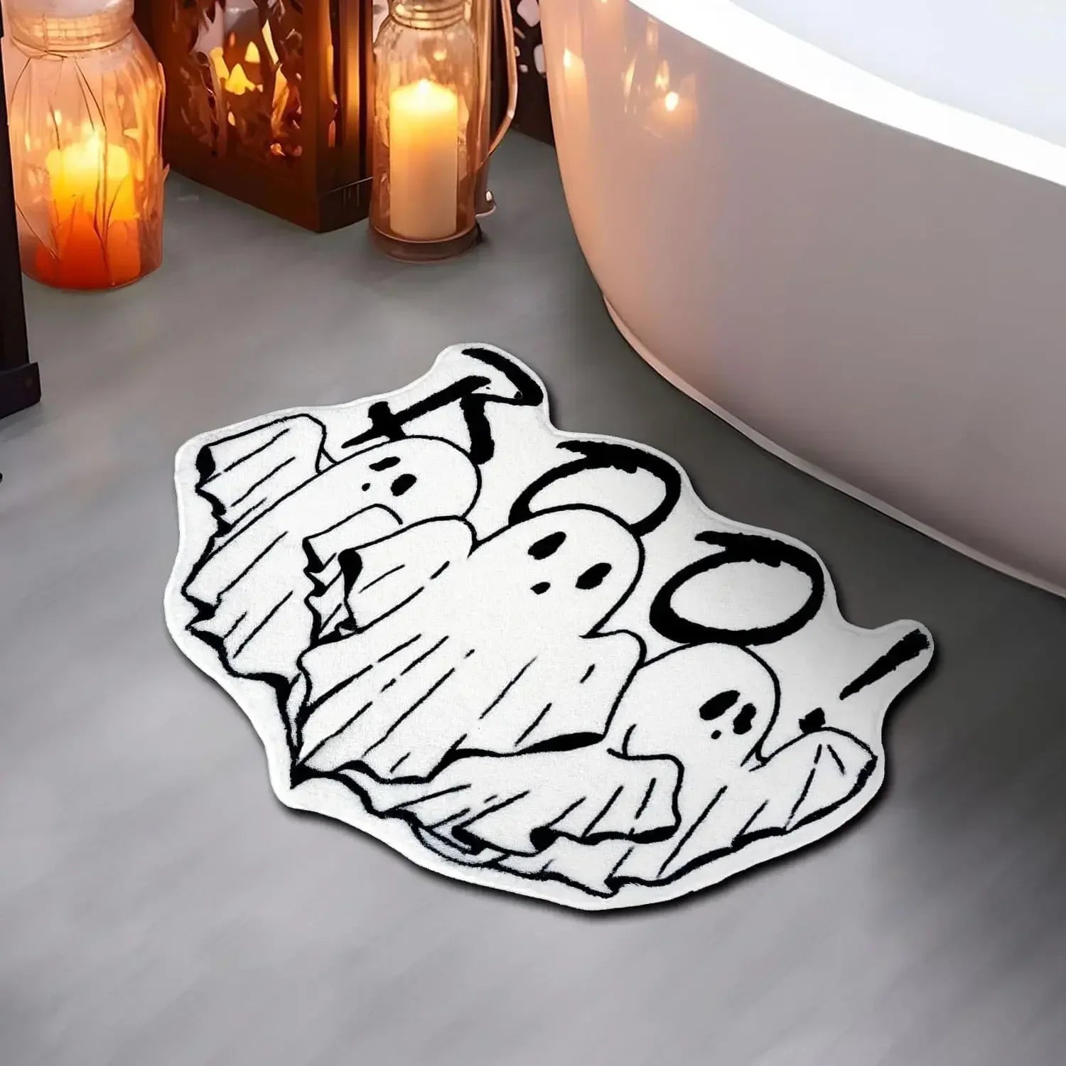 VIKAMA Black Spider Web Halloween Rug Bath Mat