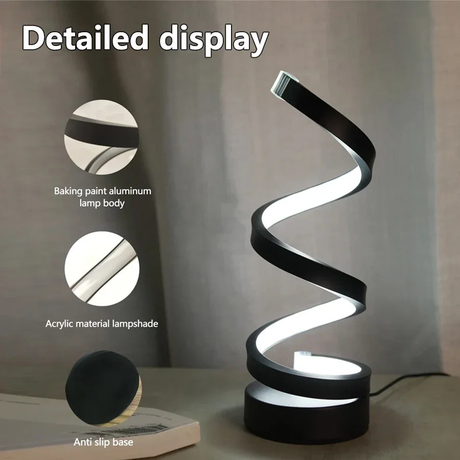 Modern Spiral Dimmable LED Table Lamp for Living Room