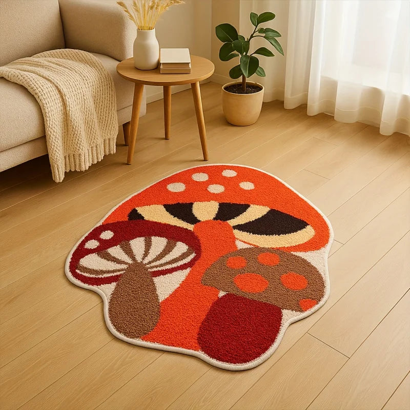 VIKAMA Mushroom-Shaped Rug for Bedroom Cozy Decor