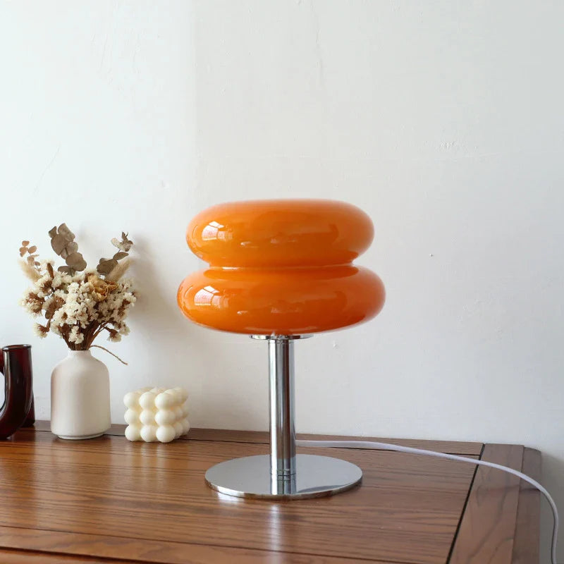 Macaron Glass Table Lamp Silver Iron for Bedroom Decor