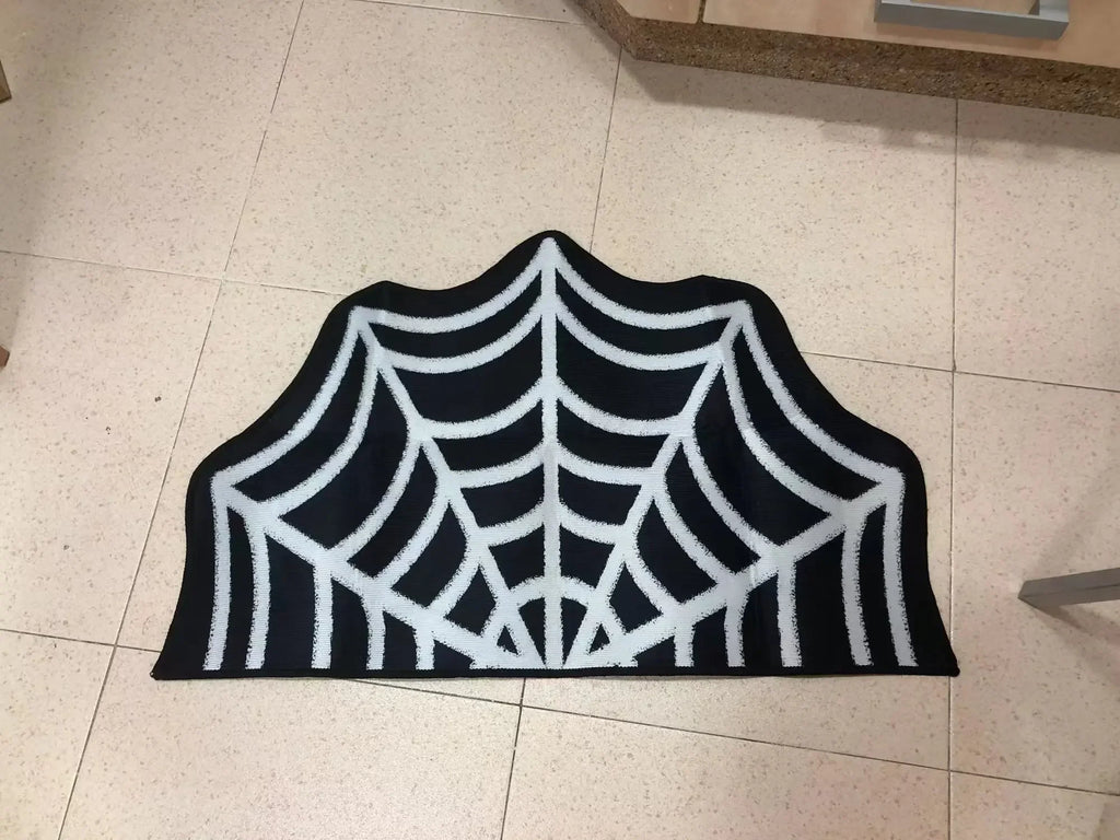 VIKAMA Black Spider Web Halloween Rug Bath Mat