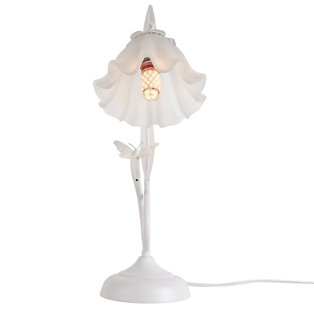 Flower Desk Lamp White Glass Lampshade for Bedside Use