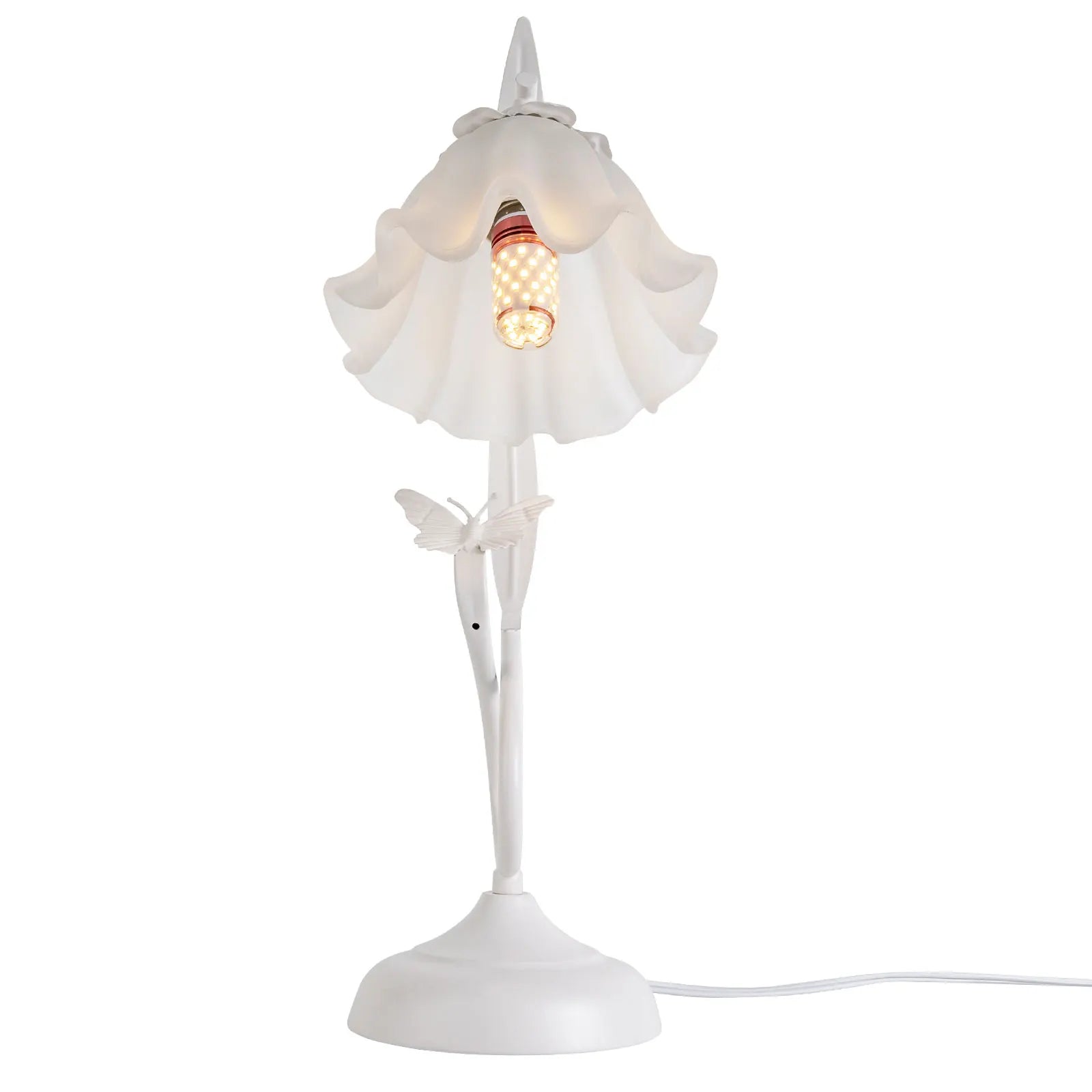 Flower Desk Lamp White Glass Lampshade for Bedside Use