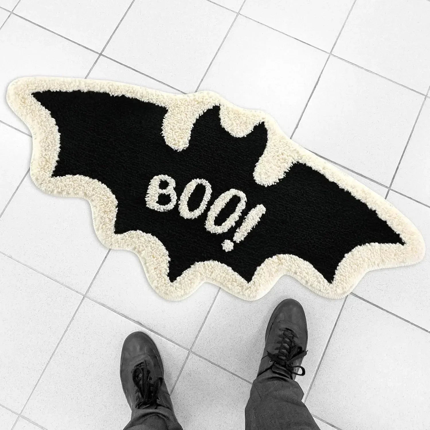 VIKAMA Black Spider Web Halloween Rug Bath Mat