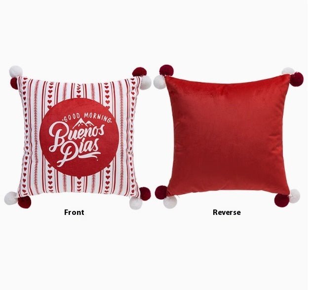 Red Plush Living Room Sofa Cushion for New Year