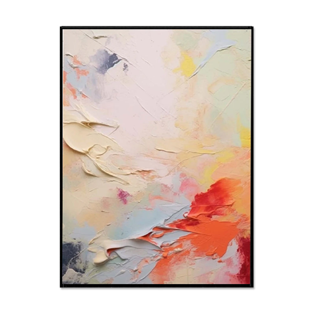 Handmade Coral Red Yellow Oil Painting Canvas Art