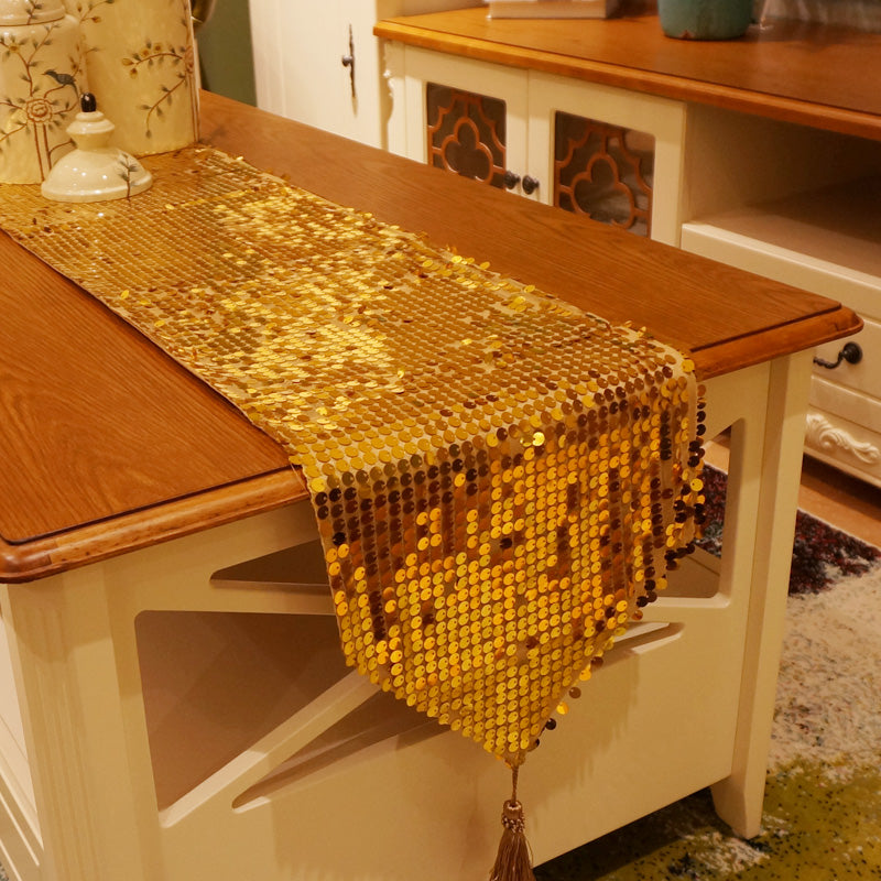 Modern Polyester Coffee Table Cloth with Sequins