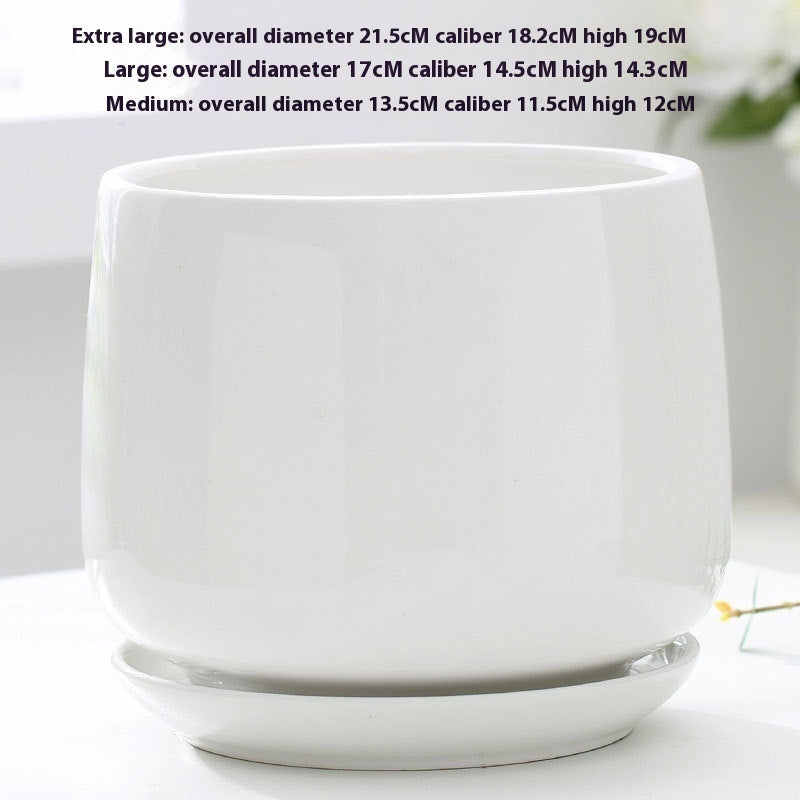 Flower Pot Ceramic Creative Personality With Tray Home Balcony Nordic Simple