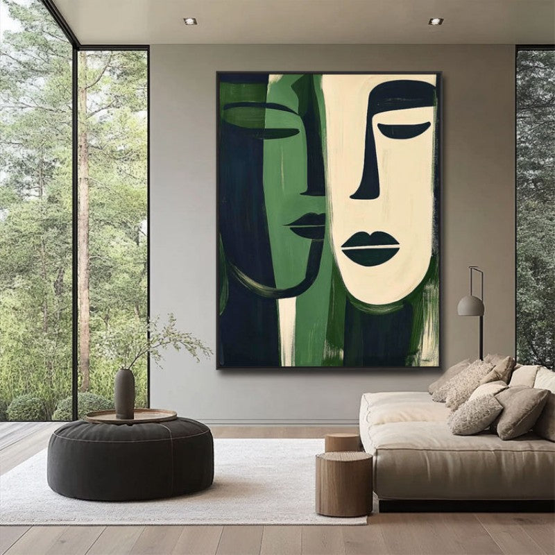 Hand-Painted Abstract Green Oil Painting Canvas