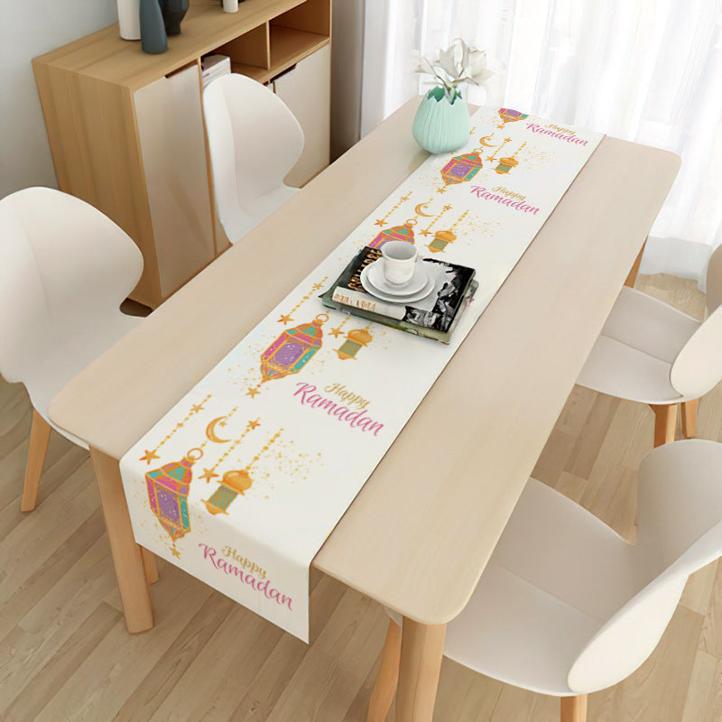 Linen Tablecloth 33x180cm with Stylish Print Design