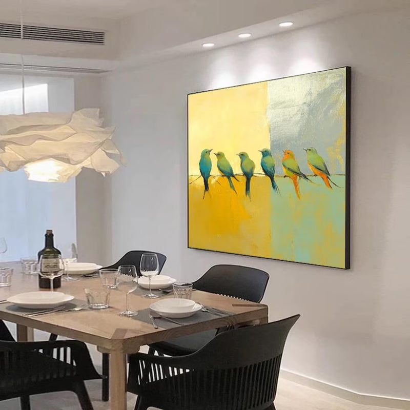 Hand-Painted Oil Painting Birds Modern Art Canvas