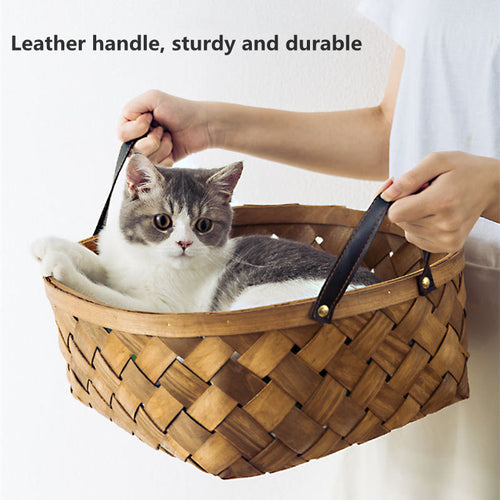 Bamboo Rattan Pet Bed House for Cats and Dogs
