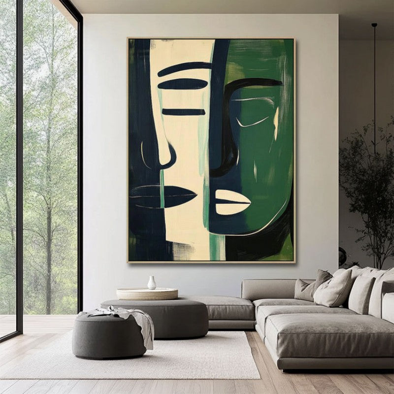 Hand-Painted Abstract Green Oil Painting Canvas