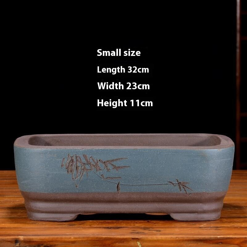 Purple Sand Flowerpot Rectangular Bonsai Pot