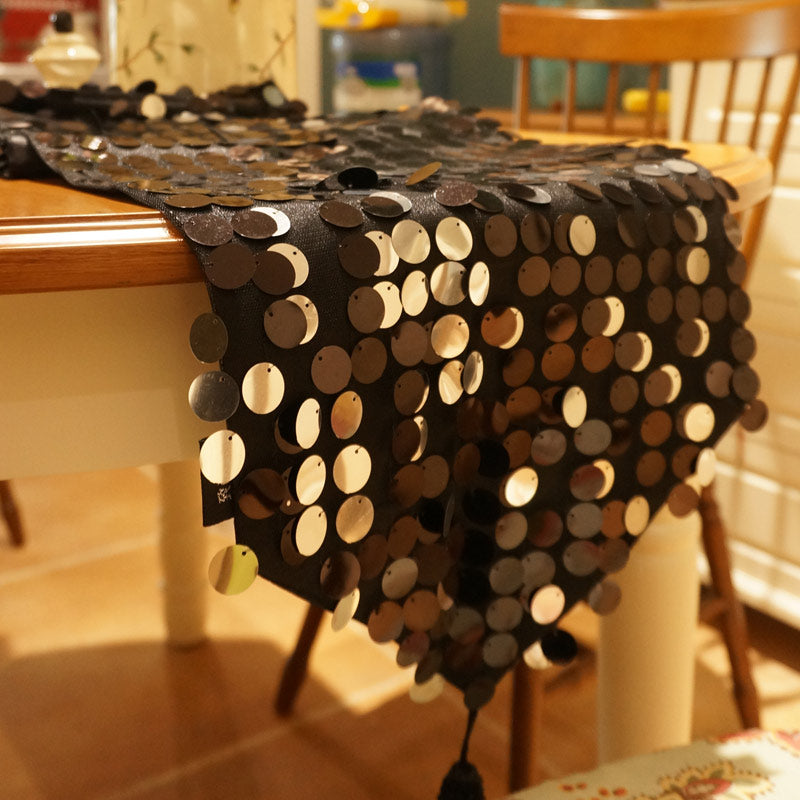 Modern Polyester Coffee Table Cloth with Sequins